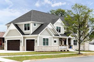 shake siding, white soffits and trims