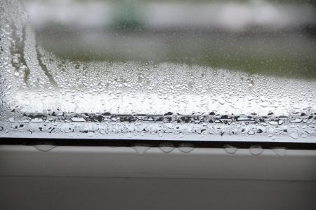 Condensation on window during rainy weather.