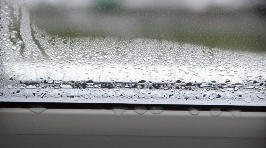 Condensation on window during rainy weather.