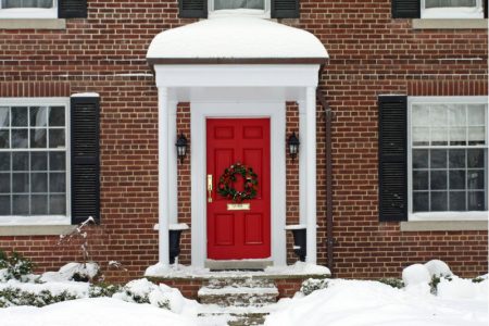 red-door-with-Christmas-ornament